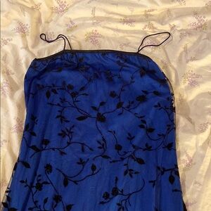 Y2K Blue Dress with Black Floral Design
